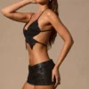 Top Maris cu fundă în spate, model fluture, negru Top Maris cu fundă în spate, model fluture, negru