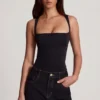 Top Mirandria din jersey moale, cu guler pătrat și drapaje, negru Top Mirandria din jersey moale, cu guler pătrat și drapaje, negru