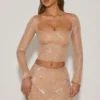 Top Natala cu detaliu fundă în culoarea Almond Top Natala cu detaliu fundă în culoarea Almond