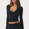 Top înfășurat din jersey moale, negru