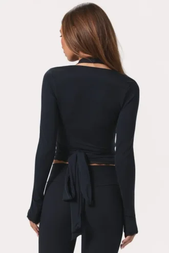 Top înfășurat din jersey moale, negru