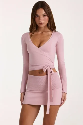Top înfășurat din tricot moale, în nuanța Blush Top înfășurat din tricot moale, în nuanța Blush