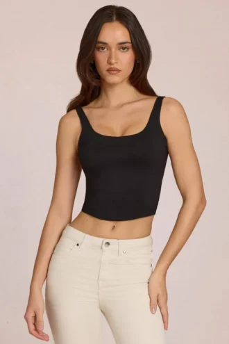 Top Norelle din modal cu legături la spate, negru