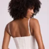Top scurt corset cu sârmă din vinil Cassandra, alb Top scurt corset cu sârmă din vinil Cassandra, alb