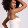 Top scurt corset cu sârmă din vinil Cassandra, alb Top scurt corset cu sârmă din vinil Cassandra, alb