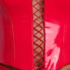 Top scurt corset din vinil Ophelia cu gât halter și șireturi, în roșu aprins Top scurt corset din vinil Ophelia cu gât halter și șireturi, în roșu aprins