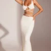 Top scurt cu bretele și sârmă, cu decorațiuni, model Parma, în culoarea alb