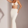 Top scurt cu bretele și sârmă, cu decorațiuni, model Parma, în culoarea alb