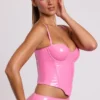 Top scurt cu corset cu sârmă din vinil Cassandra, roz Top scurt cu corset cu sârmă din vinil Cassandra, roz