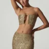 Top scurt cu decupaje și ornamente Ariana, în culoarea auriu