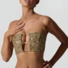 Top scurt cu decupaje și ornamente Ariana, în culoarea auriu