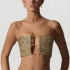 Top scurt cu decupaje și ornamente Ariana, în culoarea auriu