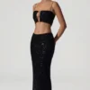 Top scurt cu decupaje și ornamente Ariana, negru Top scurt cu decupaje și ornamente Ariana, negru