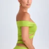 Top scurt cu decupaje și umeri decupați Zene în verde lime Top scurt cu decupaje și umeri decupați Zene în verde lime
