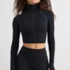 Top scurt cu guler înalt Soft Active, negru Top scurt cu guler înalt Soft Active, negru