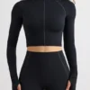 Top scurt cu guler înalt Soft Active, negru Top scurt cu guler înalt Soft Active, negru