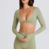 Top scurt cu mâneci lungi în culoarea Matcha Top scurt cu mâneci lungi în culoarea Matcha