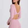 Top scurt cu mâneci lungi în mov Top scurt cu mâneci lungi în mov