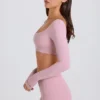 Top scurt cu mâneci lungi în mov Top scurt cu mâneci lungi în mov