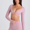 Top scurt cu mâneci lungi în mov Top scurt cu mâneci lungi în mov