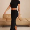 Top scurt cu mâneci scurte Myaree, negru