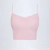 Top scurt cu volane Livia Pointelle în roz pal Top scurt cu volane Livia Pointelle în roz pal