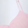 Top scurt cu volane Livia Pointelle în roz pal Top scurt cu volane Livia Pointelle în roz pal