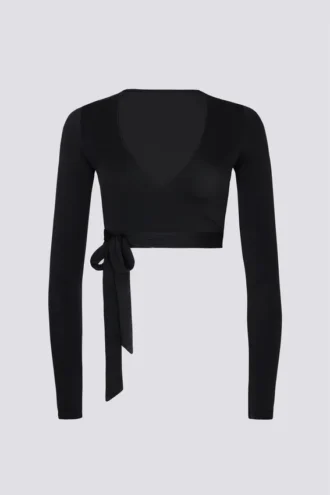 Top scurt din jersey moale, cu decupaj, negru