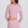 Top scurt din jersey moale, înfășurat, în mov