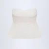Top scurt din poplin de bumbac, fără bretele, cu legătură în față, Alma, în culoarea alb Top scurt din poplin de bumbac, fără bretele, cu legătură în față, Alma, în culoarea alb