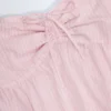 Top scurt fără bretele din poplin de bumbac cu nod în față Alma în dungi roz și alb Top scurt fără bretele din poplin de bumbac cu nod în față Alma în dungi roz și alb
