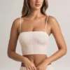 Top scurt fără bretele Verna din modal, cu imprimeu în dungi Top scurt fără bretele Verna din modal, cu imprimeu în dungi