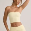 Top scurt fără bretele Verna din modal, în culoarea galben crem Top scurt fără bretele Verna din modal, în culoarea galben crem