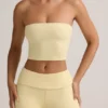 Top scurt fără bretele Verna din modal, în culoarea galben crem Top scurt fără bretele Verna din modal, în culoarea galben crem