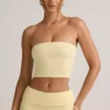 Top scurt fără bretele Verna din modal, în culoarea galben crem Top scurt fără bretele Verna din modal, în culoarea galben crem