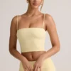 Top scurt fără bretele Verna din modal, în culoarea galben crem Top scurt fără bretele Verna din modal, în culoarea galben crem