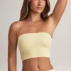 Top scurt fără bretele Verna din modal, în culoarea Lemon Sherbet Top scurt fără bretele Verna din modal, în culoarea Lemon Sherbet