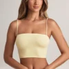 Top scurt fără bretele Verna din modal, în culoarea Lemon Sherbet Top scurt fără bretele Verna din modal, în culoarea Lemon Sherbet