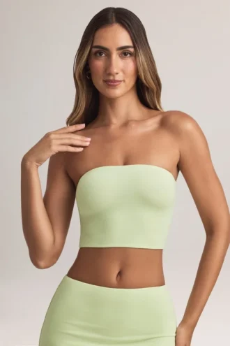 Top scurt fără bretele Verna din modal, verde salvie Top scurt fără bretele Verna din modal, verde salvie