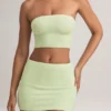 Top scurt fără bretele Verna din modal, verde salvie Top scurt fără bretele Verna din modal, verde salvie
