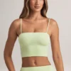Top scurt fără bretele Verna din modal, verde salvie Top scurt fără bretele Verna din modal, verde salvie