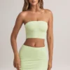 Top scurt fără bretele Verna din modal, verde salvie Top scurt fără bretele Verna din modal, verde salvie