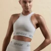 Top scurt fără cusături cu spate în formă de U, în culoarea argintiu Top scurt fără cusături cu spate în formă de U, în culoarea argintiu