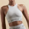 Top scurt fără cusături cu spate în formă de U, în culoarea argintiu Top scurt fără cusături cu spate în formă de U, în culoarea argintiu