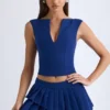 Top scurt Kadie cu decupaj în față, în culoarea True Navy Top scurt Kadie cu decupaj în față, în culoarea True Navy