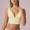 Top scurt Magda cu detaliu fundă, cu dungi galben lămâie Top scurt Magda cu detaliu fundă, cu dungi galben lămâie