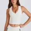 Top scurt Soft Active Polo în culoarea Ivory