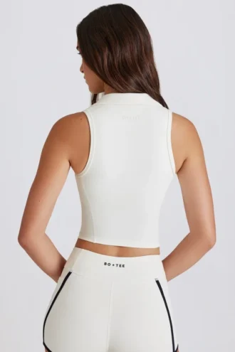 Top scurt Soft Active Polo în culoarea Ivory