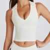 Top scurt Soft Active Polo în culoarea Ivory