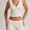 Pantaloni scurți Nina din modal, cu talie medie și imprimeu floral Pantaloni scurți Nina din modal, cu talie medie și imprimeu floral